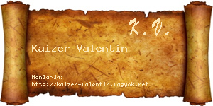 Kaizer Valentin névjegykártya